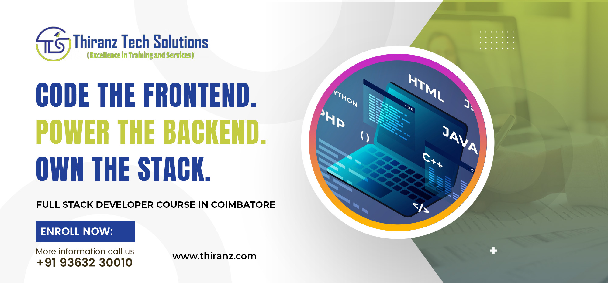 Full Stack Developer Course in Coimbatore 2026 | Live Projects + Job Assistance – Thiranz Tech
